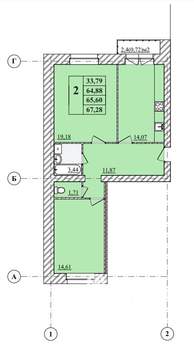 3-к квартира, строящийся дом, 67м2, 1/3 этаж