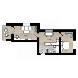 2-к квартира, строящийся дом, 53м2, 2/9 этаж