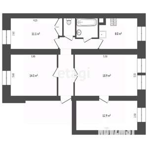 4-к квартира, вторичка, 79м2, 1/3 этаж
