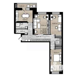 3-к квартира, вторичка, 89м2, 13/14 этаж