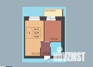 1-к квартира, вторичка, 34м2, 3/9 этаж