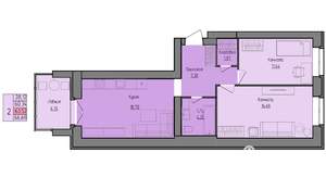 2-к квартира, строящийся дом, 64м2, 3/9 этаж