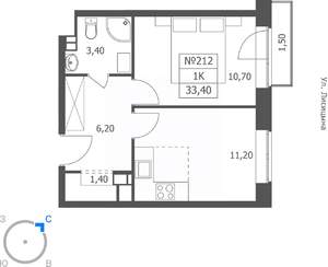 1-к квартира, вторичка, 33м2, 5/11 этаж