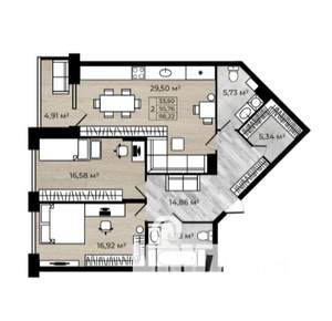 2-к квартира, строящийся дом, 98м2, 3/8 этаж