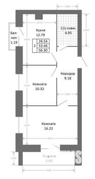 2-к квартира, строящийся дом, 60м2, 5/5 этаж