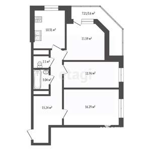 3-к квартира, вторичка, 74м2, 15/18 этаж