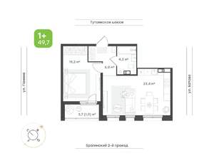 1-к квартира, строящийся дом, 50м2, 5/18 этаж