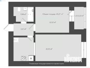 1-к квартира, сданный дом, 46м2, 2/18 этаж