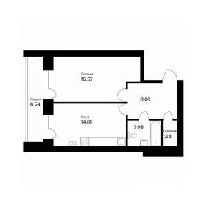 1-к квартира, вторичка, 47м2, 1/5 этаж