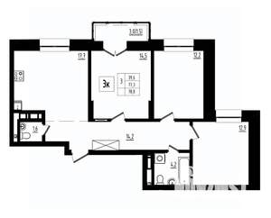 3-к квартира, строящийся дом, 79м2, 5/12 этаж