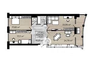 3-к квартира, строящийся дом, 112м2, 2/8 этаж