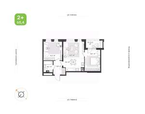 2-к квартира, строящийся дом, 65м2, 7/18 этаж