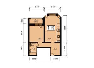 1-к квартира, строящийся дом, 47м2, 5/10 этаж