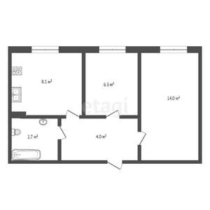 2-к квартира, вторичка, 35м2, 2/3 этаж