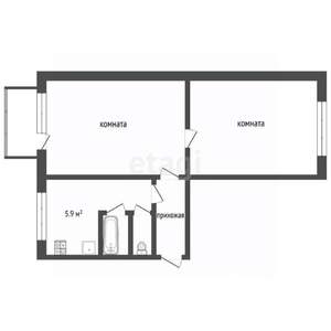 2-к квартира, вторичка, 45м2, 5/5 этаж