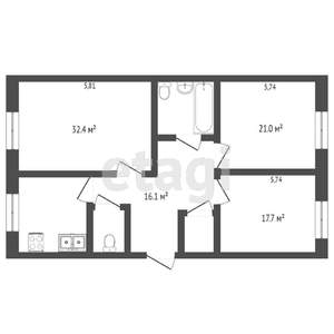 3-к квартира, вторичка, 104м2, 9/9 этаж