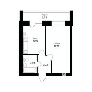 1-к квартира, вторичка, 38м2, 1/5 этаж