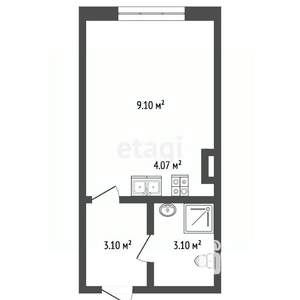 Студия квартира, вторичка, 19м2, 3/17 этаж