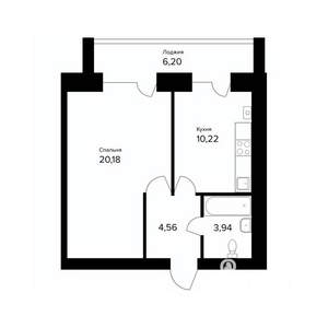 1-к квартира, вторичка, 42м2, 4/5 этаж