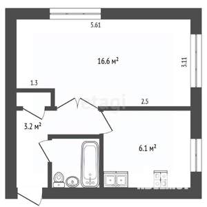 1-к квартира, вторичка, 30м2, 2/9 этаж