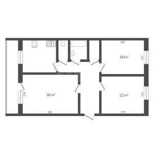 3-к квартира, вторичка, 65м2, 8/9 этаж