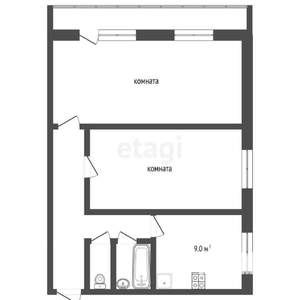 2-к квартира, вторичка, 46м2, 1/9 этаж