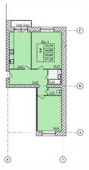 2-к квартира, строящийся дом, 67м2, 1/3 этаж