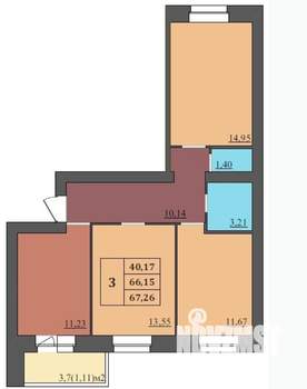 3-к квартира, вторичка, 67м2, 8/9 этаж