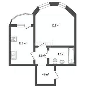 1-к квартира, вторичка, 50м2, 6/8 этаж