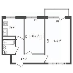 2-к квартира, вторичка, 45м2, 4/5 этаж