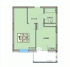 1-к квартира, вторичка, 47м2, 11/18 этаж