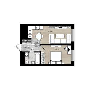 1-к квартира, вторичка, 35м2, 3/9 этаж