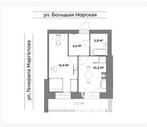 1-к квартира, вторичка, 37м2, 1/5 этаж