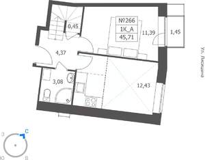 1-к квартира, вторичка, 46м2, 11/11 этаж