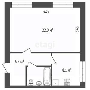 1-к квартира, вторичка, 40м2, 4/9 этаж
