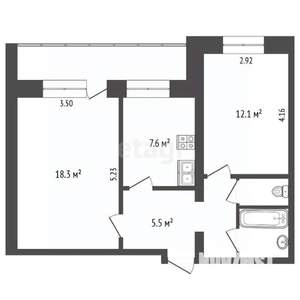 2-к квартира, вторичка, 51м2, 9/10 этаж