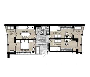 3-к квартира, строящийся дом, 119м2, 4/8 этаж