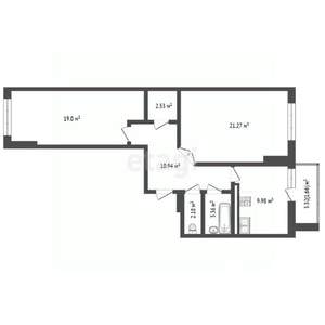 2-к квартира, сданный дом, 71м2, 13/16 этаж