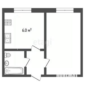 1-к квартира, вторичка, 22м2, 1/9 этаж