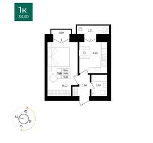 1-к квартира, вторичка, 33м2, 8/12 этаж