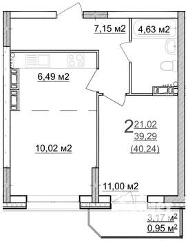 2-к квартира, вторичка, 40м2, 16/27 этаж