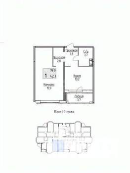 1-к квартира, вторичка, 40м2, 10/17 этаж