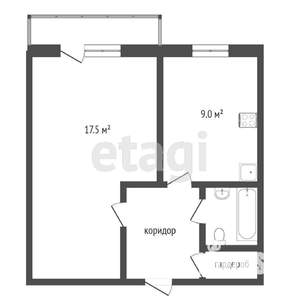 1-к квартира, вторичка, 31м2, 5/17 этаж