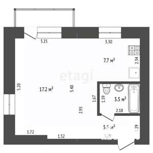 Студия квартира, вторичка, 34м2, 2/3 этаж