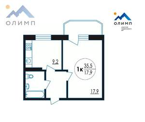 1-к квартира, вторичка, 36м2, 1/9 этаж