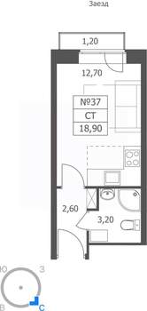 Студия квартира, вторичка, 19м2, 4/11 этаж