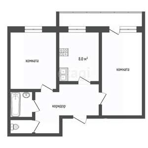2-к квартира, вторичка, 49м2, 7/9 этаж