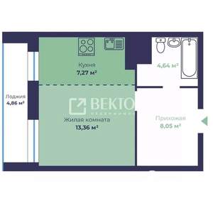 Студия квартира, вторичка, 37м2, 8/18 этаж