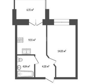 1-к квартира, вторичка, 35м2, 1/16 этаж