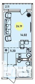 Студия квартира, вторичка, 26м2, 6/9 этаж